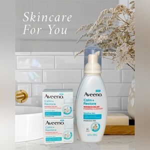 Lot Of TWO Aveeno Calm + Restore Redness Relief Moisturizing Facial Cream 1.7